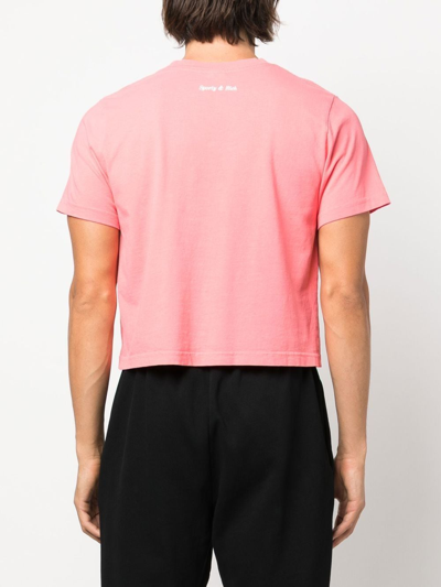Shop Sporty And Rich Be Nice Print Cropped T-shirt In Pink