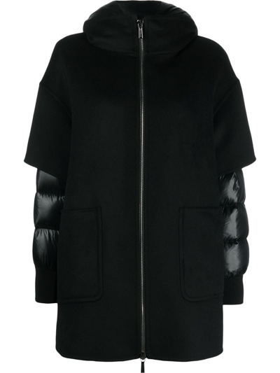 Shop Moorer Single-breasted Hooded Coat In Schwarz