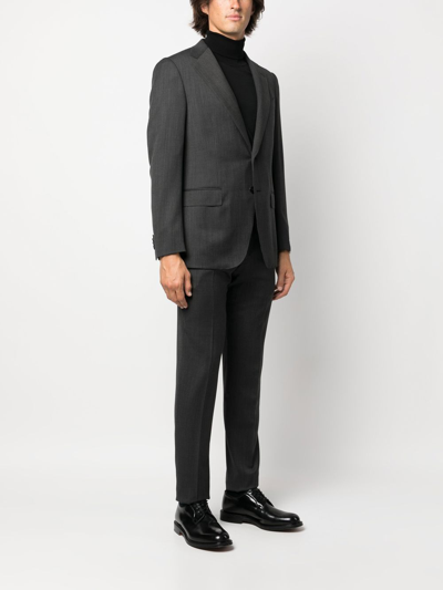 Caruso Single-breasted Woollen Suit In Schwarz