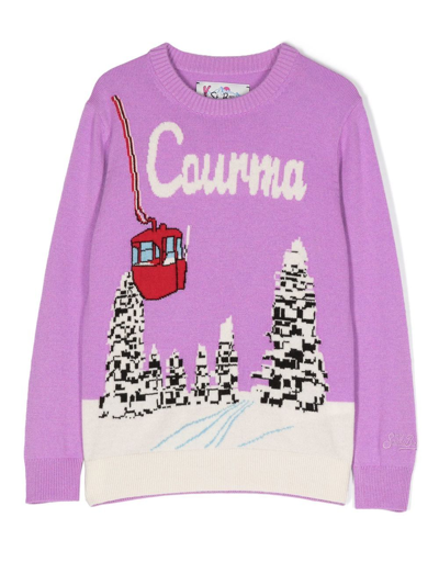 Mc2 Saint Barth Intarsia-knit Jumper In Purple