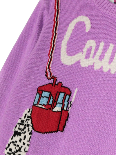 Mc2 Saint Barth Intarsia-knit Jumper In Purple