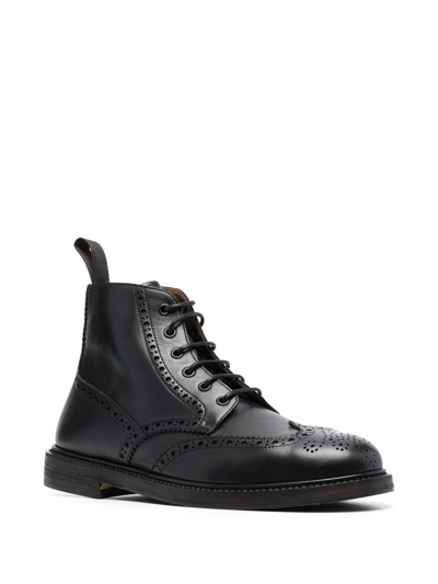 Shop Henderson Baracco Brogue-detail Leather Boots In Schwarz