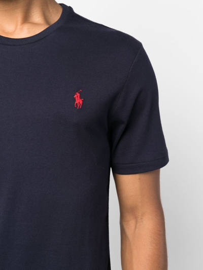 Shop Polo Ralph Lauren Polo Pony Embroidered T-shirt In Blau