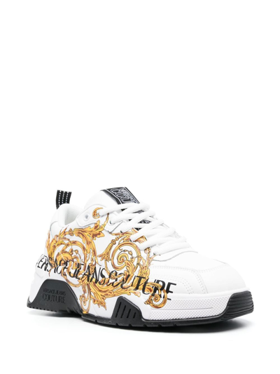 Shop Versace Jeans Couture Logo-print Low-top Sneakers In Weiss