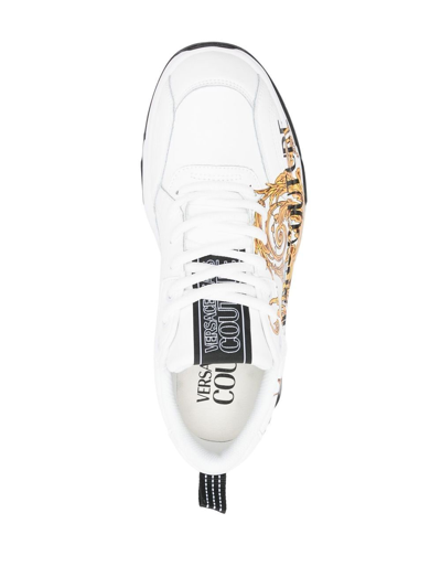 Shop Versace Jeans Couture Logo-print Low-top Sneakers In Weiss