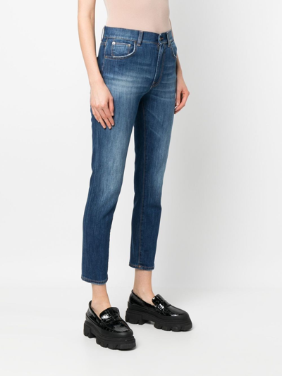 Shop Dondup Slim-cut Cropped Jeans In Blau