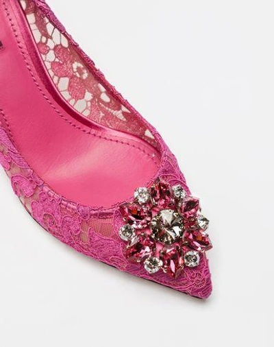 Shop Dolce & Gabbana Court Shoe In Taormina Lace With Crystals In Fuchsia