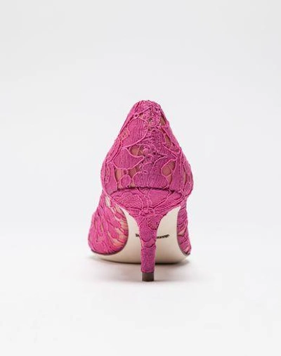 Shop Dolce & Gabbana Court Shoe In Taormina Lace With Crystals In Fuchsia
