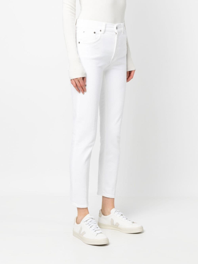Shop Dondup Slim-cut Cropped Jeans In Weiss