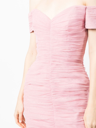 Shop Anouki Off-shoulder Draped Mini Dress In Pink