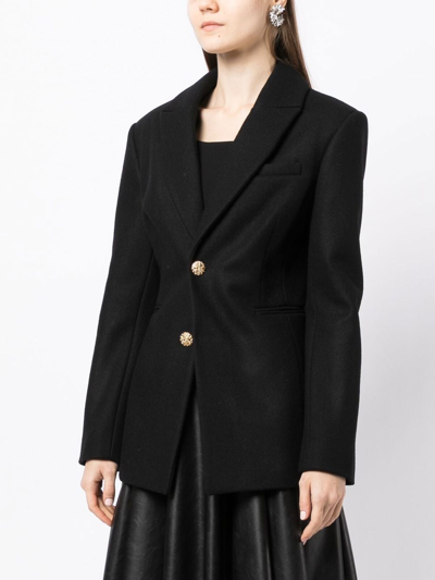 Shop Anouki Single-breasted Wool Blazer In Black