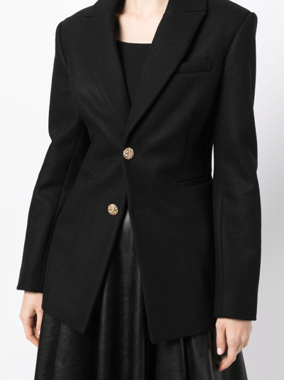 Shop Anouki Single-breasted Wool Blazer In Black