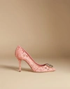 Dolce & Gabbana Court Shoe In Taormina Lace With Crystals In Pink