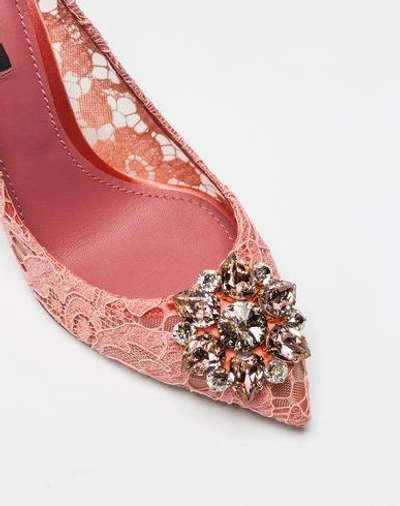 Shop Dolce & Gabbana Court Shoe In Taormina Lace With Crystals In Pink