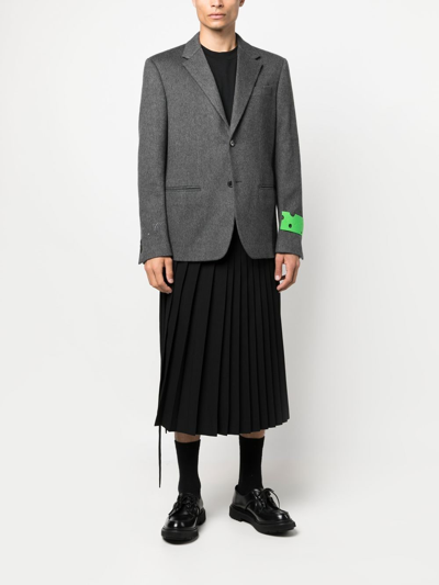 Off-white Logo Patch Single-breasted Blazer In Grau