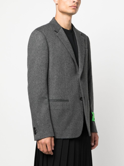 Shop Off-white Logo Patch Single-breasted Blazer In Grau