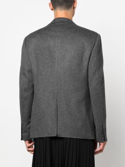 Shop Off-white Logo Patch Single-breasted Blazer In Grau