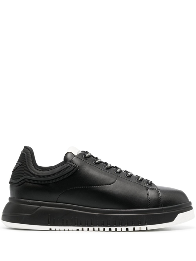 Shop Emporio Armani Lace-up Low-top Sneakers In Schwarz