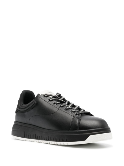 Shop Emporio Armani Lace-up Low-top Sneakers In Schwarz