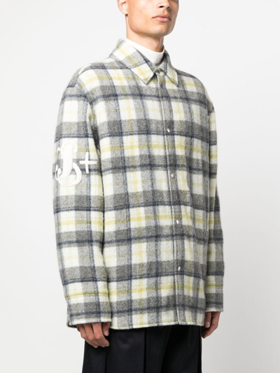 Jil Sander Checked Shirt Jacket In Weiss