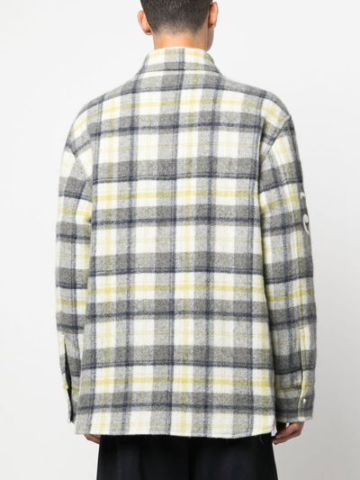 Jil Sander Checked Shirt Jacket In Weiss