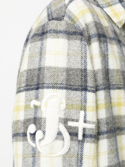 Jil Sander Checked Shirt Jacket In Weiss