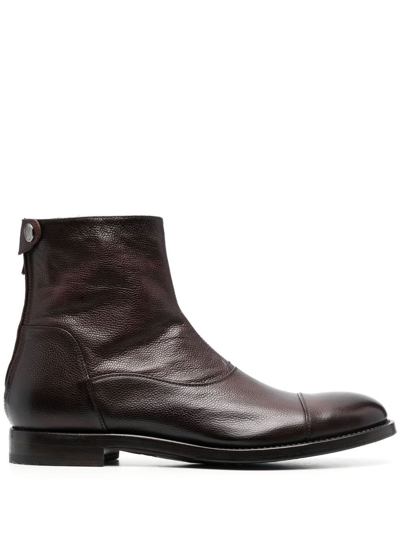 Shop Alberto Fasciani Leather Ankle Boots In Braun