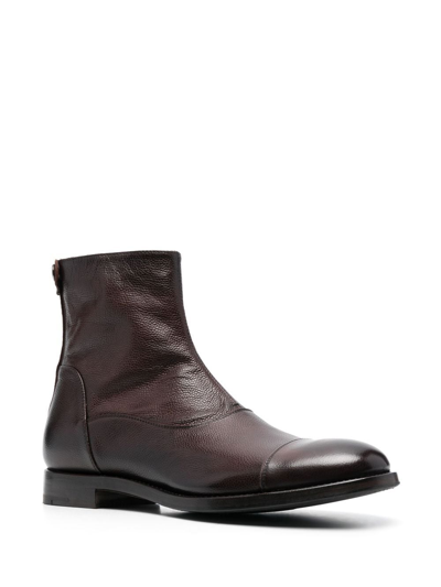 Shop Alberto Fasciani Leather Ankle Boots In Braun