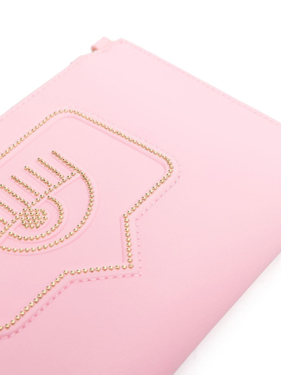Shop Chiara Ferragni Eyelike-motif Zip-up Clutch Bag In Rosa