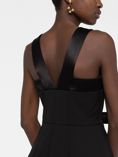 Jil Sander Bow-detailed Cutout Satin-trimmed Wool Mini Dress In Schwarz