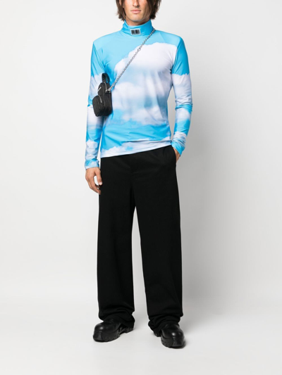 Vtmnts Cloud-print High-neck Top In Blau