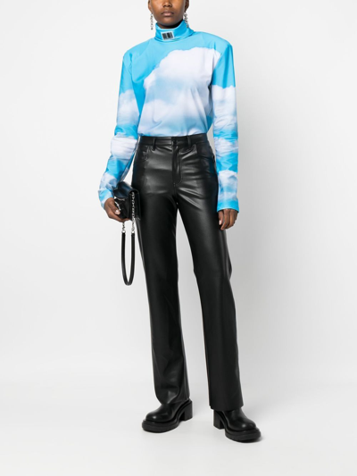 Vtmnts Cloud-print High-neck Top In Blau