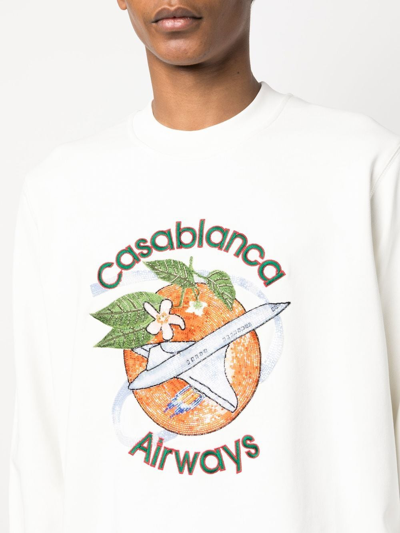 Shop Casablanca Orbite Autour De L'orange Sweatshirt In Weiss