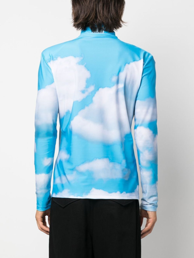 Shop Vtmnts Cloud-print High-neck Top In Blau