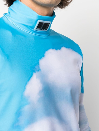 Shop Vtmnts Cloud-print High-neck Top In Blau