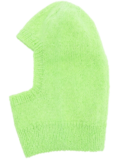 Shop Agr Ribbed Mohair-cotton Balaclava In Grün