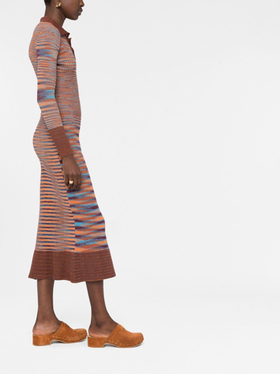 Shop Jacquemus Zucca Striped Knit Dress In Brown