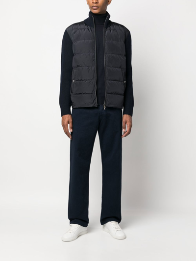 Shop Herno Ribbed Panelled Down Jacket In Blau