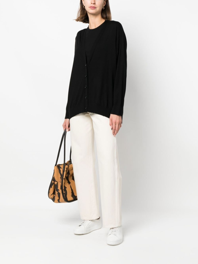Shop Allude V-neck Knitted Cardigan In Schwarz
