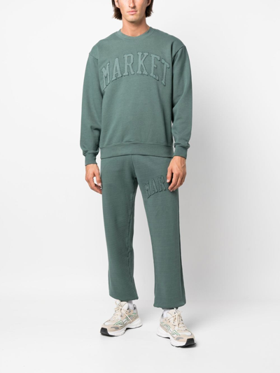 Shop Market Logo-patch Washed Track Pants In Grün