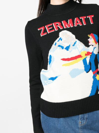 Shop Mc2 Saint Barth Peak Intarsia-knit Jumper In Schwarz