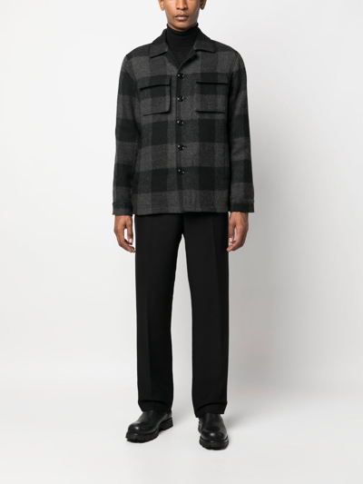 Shop Aspesi Check-pattern Shirt Jacket In Grau