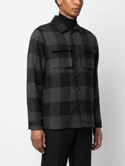 Aspesi Check-pattern Shirt Jacket In Grau
