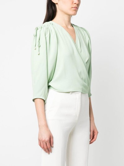 Shop Veronique Leroy Ruched Wrap Blouse In Grün