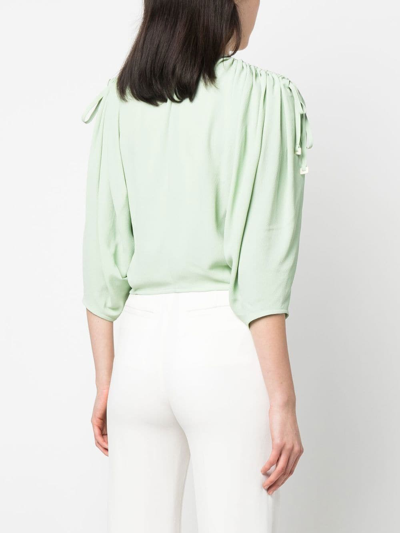 Shop Veronique Leroy Ruched Wrap Blouse In Grün