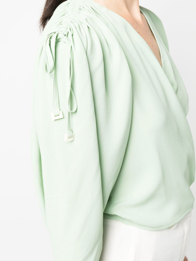 Shop Veronique Leroy Ruched Wrap Blouse In Grün