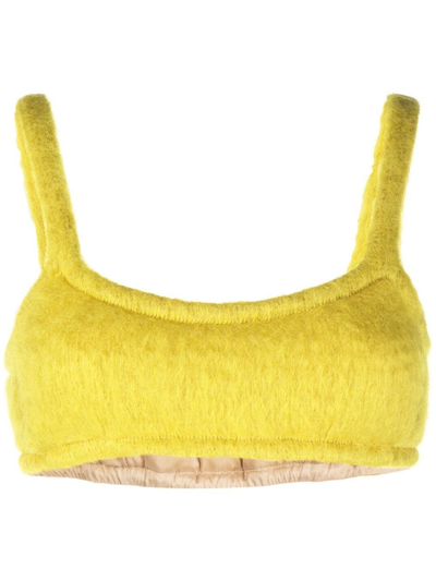 Shop Veronique Leroy Brushed Mohair-blend Bralette In Gelb