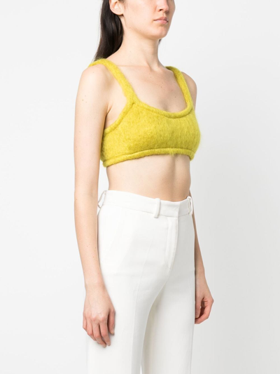 Shop Veronique Leroy Brushed Mohair-blend Bralette In Gelb