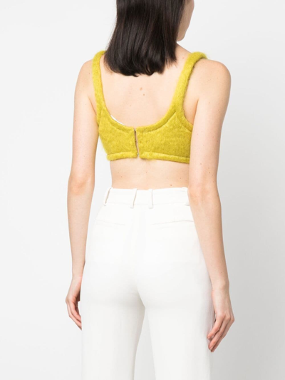 Shop Veronique Leroy Brushed Mohair-blend Bralette In Gelb