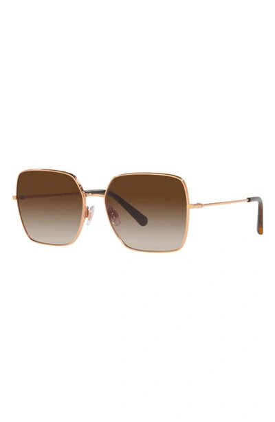 Shop Dolce & Gabbana 57mm Gradient Square Sunglasses In Pink Gold/ Gradient Brown